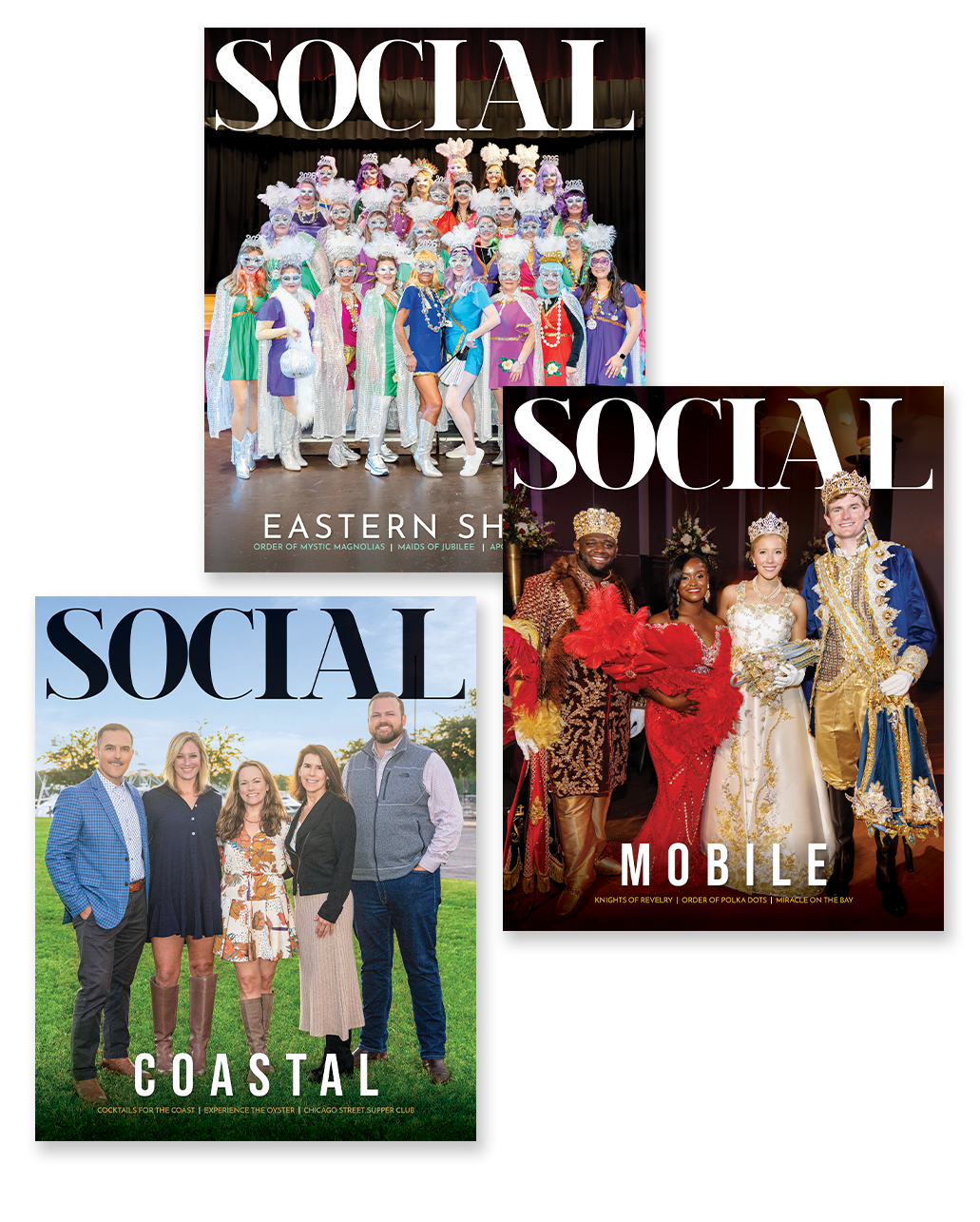 Three covers for Social Alabama Magazines