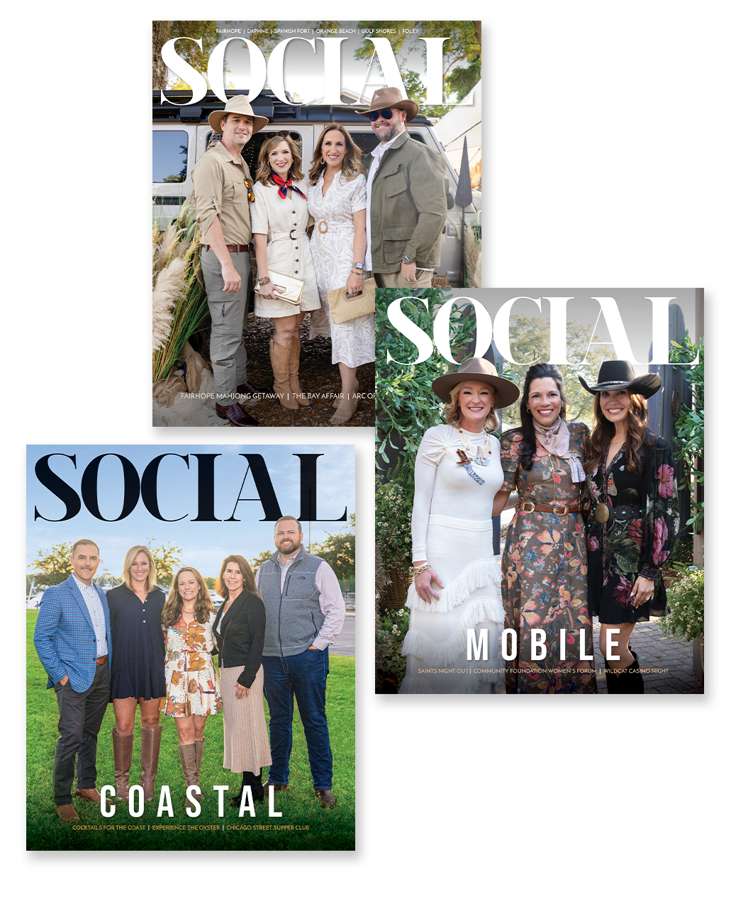 Three covers for Social Alabama Magazine