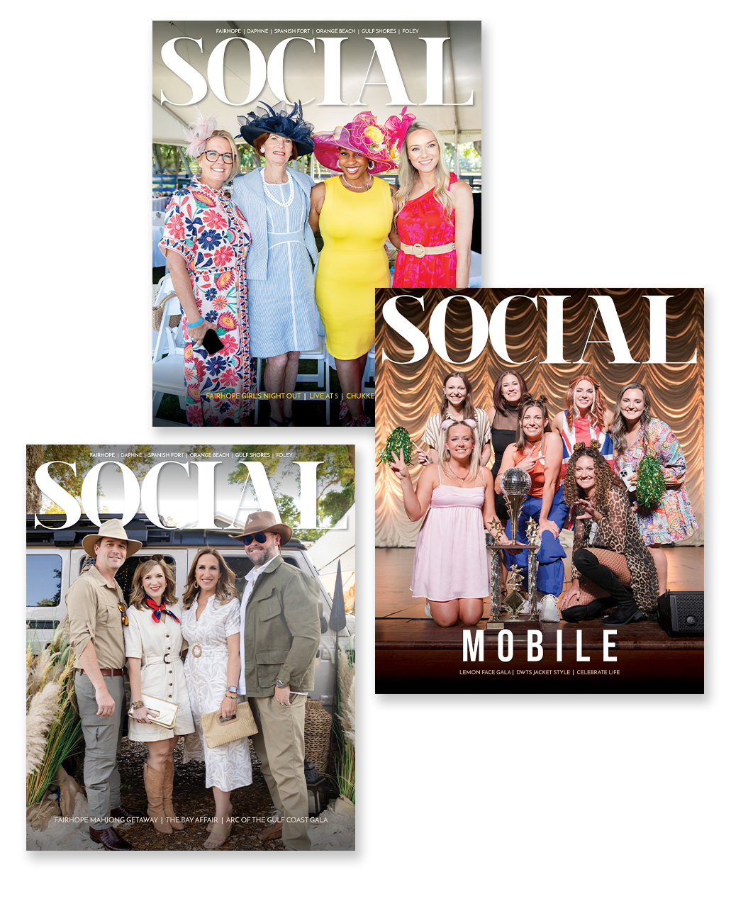 Three covers for Social Alabama Magazine