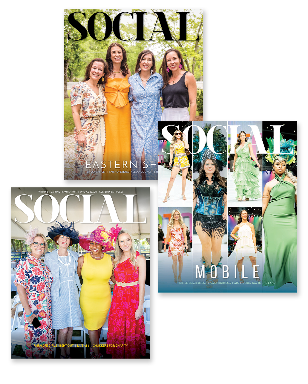 Three covers for Social Alabama Magazine