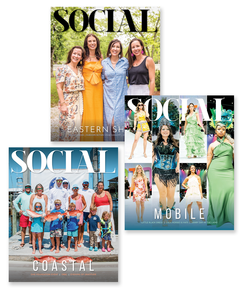 Three covers for Social Alabama Magazine