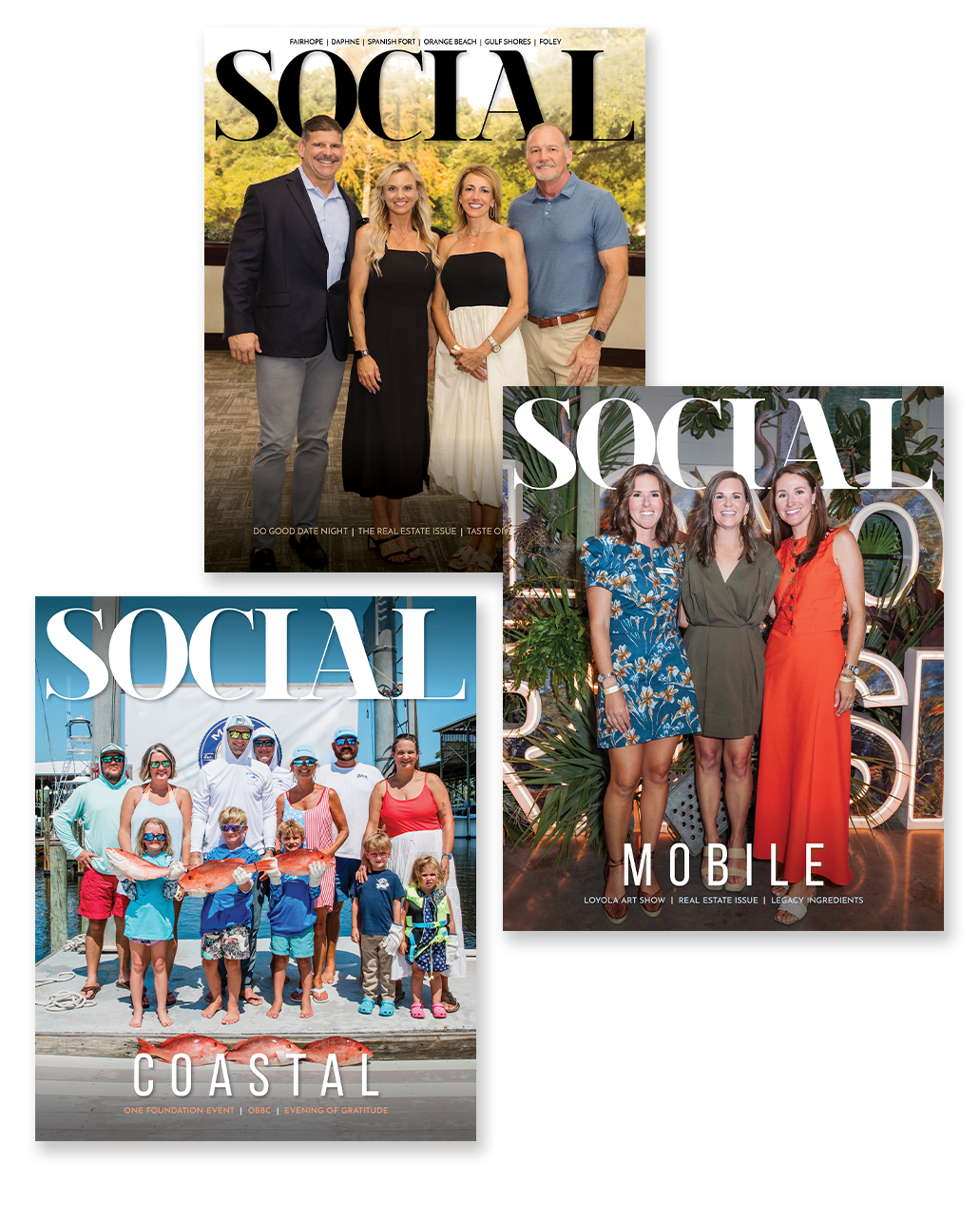 Three covers for Social Alabama Magazine